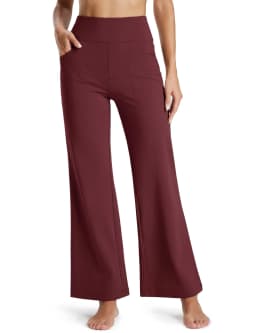 TACVASEN Women's Fleece Lined Wide Leg Yoga Pants Waterproof High Waist Business Pants Winter Warm Sweatpants with Pockets