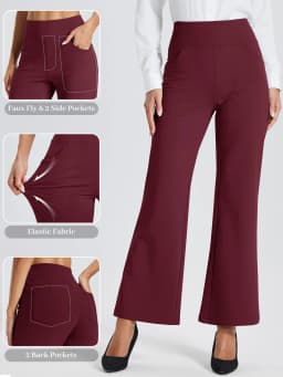 TACVASEN Women's Fleece Lined Wide Leg Yoga Pants Waterproof High Waist Business Pants Winter Warm Sweatpants with Pockets