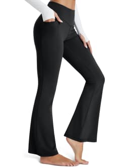 TACVASEN Womens Yoga Flare Leggings with Pocket  Wide Leg Stretch Moisture Wicking Pants High Waisted Tummy Control Yoga Pants