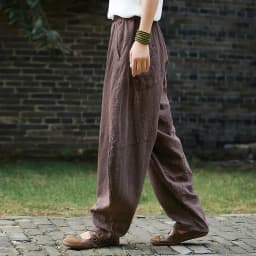 Johnature Women Cotton Linen Harem Pants Loose Trouser 2025 Autumn New Elastic Waist Solid Color Pockets Patchwork Women Pants