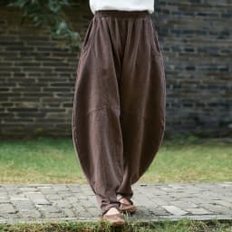 Johnature Women Cotton Linen Harem Pants Loose Trouser 2025 Autumn New Elastic Waist Solid Color Pockets Patchwork Women Pants