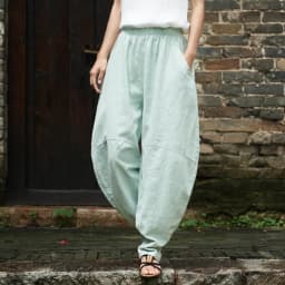 Johnature Women Cotton Linen Harem Pants Loose Trouser 2025 Autumn New Elastic Waist Solid Color Pockets Patchwork Women Pants