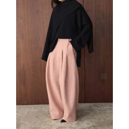 LANMREM 2025 Winter New Korean Fashion Woolen Pleated Wool Trousers Loose Slimming Warm Long Pants For Women