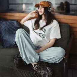 Maden Women's Summer Casual Cool-Touch Parachute Pants Lightweight Elastic Waist Joggers Pants Street Cargo Loose Fit Trousers