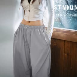 Maden Women's Summer Casual Cool-Touch Parachute Pants Lightweight Elastic Waist Joggers Pants Street Cargo Loose Fit Trousers