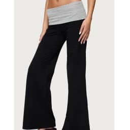 Spring Autumn Wide Leg Sweatpants for Women Fold Over Low Rise Flare Yoga Loungewear Pants Back to School Clothes Streetwear