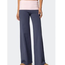 Spring Autumn Wide Leg Sweatpants for Women Fold Over Low Rise Flare Yoga Loungewear Pants Back to School Clothes Streetwear