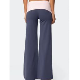 Spring Autumn Wide Leg Sweatpants for Women Fold Over Low Rise Flare Yoga Loungewear Pants Back to School Clothes Streetwear