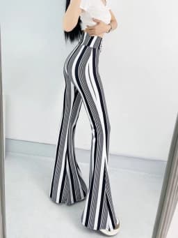 Sexy High Waist Striped Flare Pants Women Streetwear Print Tie Dye Slim Pantalones Vintage Lenggings Spodnie Aesthetic Trousers
