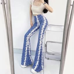 Sexy High Waist Striped Flare Pants Women Streetwear Print Tie Dye Slim Pantalones Vintage Lenggings Spodnie Aesthetic Trousers