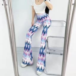 Sexy High Waist Striped Flare Pants Women Streetwear Print Tie Dye Slim Pantalones Vintage Lenggings Spodnie Aesthetic Trousers