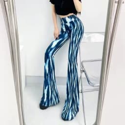 Sexy High Waist Striped Flare Pants Women Streetwear Print Tie Dye Slim Pantalones Vintage Lenggings Spodnie Aesthetic Trousers