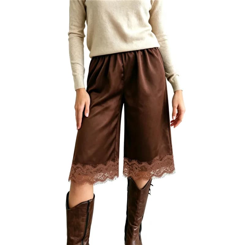 Women Capri Pants 3/4 Length Wide Leg Cropped Pants summer casual Elastic Waist Crop trousers
