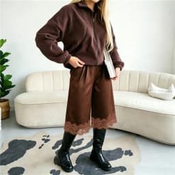 Women Capri Pants 3/4 Length Wide Leg Cropped Pants summer casual Elastic Waist Crop trousers
