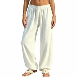 2027 Winter Women's Balloon Pants Fashion Ladies Solid Color Elastic Waistband Loose Wide-Leg Trousers