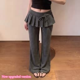KAMEHARA Japanese Soft Girl Cake Fake Two Piece Skirt Pant Female Harajuku Style Y2k Sexy Slim Fit Slightly Flared Wide Leg Pant