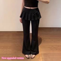 KAMEHARA Japanese Soft Girl Cake Fake Two Piece Skirt Pant Female Harajuku Style Y2k Sexy Slim Fit Slightly Flared Wide Leg Pant