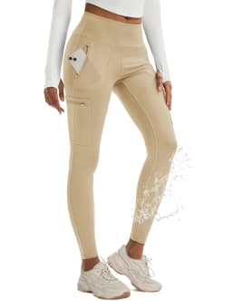 TACVASEN Women's Hiking Leggings with 4 Zipper Pockets Water Resistant High Waisted Cargo Leggings Elastic Workout Running Yoga