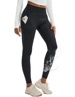 TACVASEN Women's Hiking Leggings with 4 Zipper Pockets Water Resistant High Waisted Cargo Leggings Elastic Workout Running Yoga