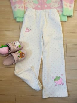 Kawaii Sweet Wide Leg Pants Women High Waist Cute Strawberry Embroidery Trousers Japan Preppy Style Female Spring Casual Pant