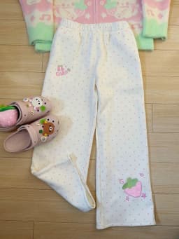 Kawaii Sweet Wide Leg Pants Women High Waist Cute Strawberry Embroidery Trousers Japan Preppy Style Female Spring Casual Pant
