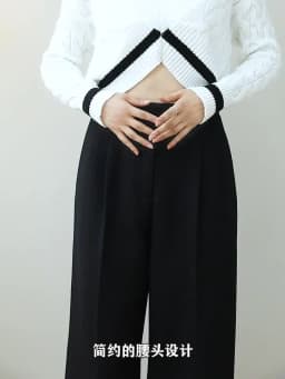 WOOL Autumn Slim High Waist Straight Women's Pants Casual Solid Color Loose Chic Female Wide Leg Pants Fashion Office Ladies
