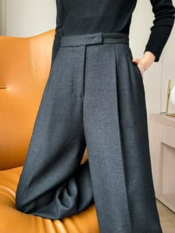 WOOL Autumn Slim High Waist Straight Women's Pants Casual Solid Color Loose Chic Female Wide Leg Pants Fashion Office Ladies