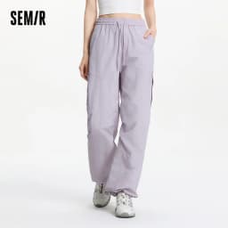 Semir Women Pants Wide 2026 Leg Knitted Loose Fit Elastic Waist Drawstring Urban Casual Everyday Style Soft Comfortable