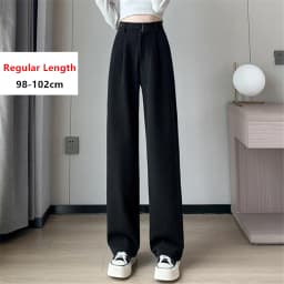 Seoulish Autumn Winter Thicken Woolen Casual Loose Full Length Pants 2025 New Button High Waist Chic Wide Leg Trousers Female