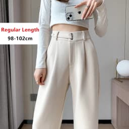Seoulish Autumn Winter Thicken Woolen Casual Loose Full Length Pants 2025 New Button High Waist Chic Wide Leg Trousers Female