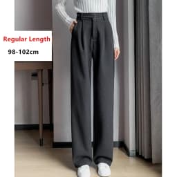 Seoulish Autumn Winter Thicken Woolen Casual Loose Full Length Pants 2025 New Button High Waist Chic Wide Leg Trousers Female