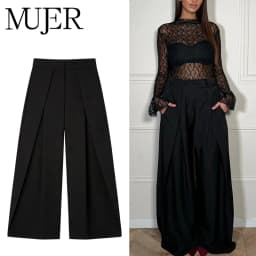 MUJER Black Baggy Pants Woman Pleated Wide Leg Pants for Women Striped Casual Women's Pants Spring High Waist Trousers Womens