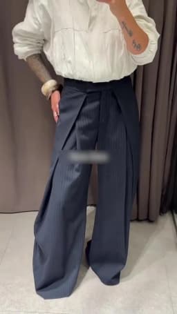 MUJER Black Baggy Pants Woman Pleated Wide Leg Pants for Women Striped Casual Women's Pants Spring High Waist Trousers Womens