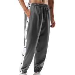 Men Jogger Pants Fashion Contrast Color Sides Buttons Stretch Workout Long Trousers Male Casual Sports Sweatpants Streetwear
