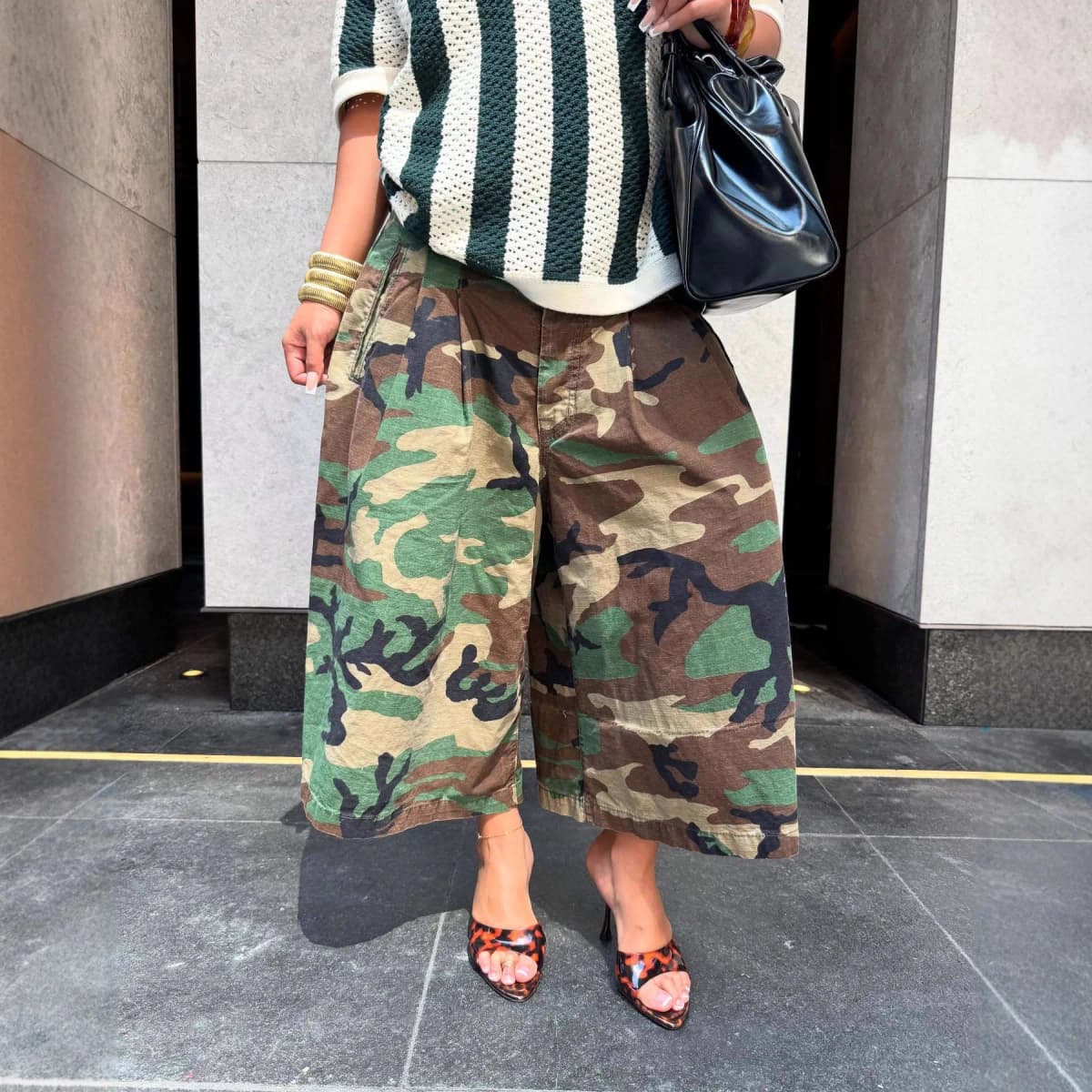 Women's Camouflage Wide Leg Pants Loose Casual High Waist Vintage Pockets Cropped Pants 2025 Fashion Harajuku Capris