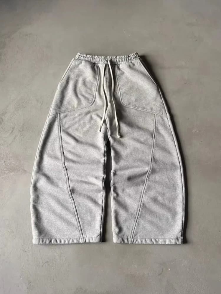 HOUZHOU Grey Vintage Y2k Women Sweatpants Harajuku Oversized Wide Leg American Style Man Pants Baggy Streetwear Hip Hop Trousers