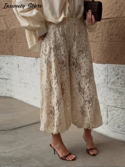Fashion Loose Fit Lace Pants Women's Elastic High Waist Lounge Trousers 2026 2026 Spring New Lady Bohemian Casual Bottoms