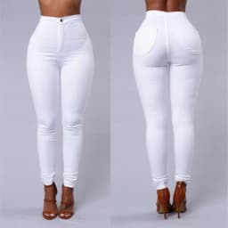 Spring Autumn New Solid Skinny Small Leg Pants Woman White High Waist Render Jeans Sexy Long Pants Femme Casual Pencil Pants