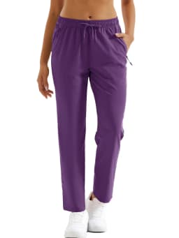 TACVASEN Womens Quick Dry Lightweight Hiking Pants Water Resistant Travel Pants with Zip Pockets Elastic Waist Golf Trousers