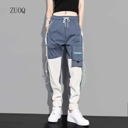 New Big Pockets Cargo Pants Women Ankle-length High Waist Drawstring Loose Streetwear Hip Hop Versatile Joggers Trousers Female