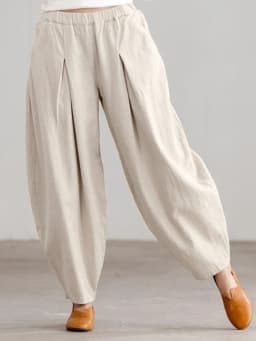 ZANZEA Summer Elastic Waist Solid Trousers Women Casual Baggy Pants Elegant Loose Wide Leg Pantalon Vintage Cotton Turnip 2024