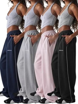 2026 summer wide leg sports pants, loose fit straight leg casual pants, comfortable Striped Wide Leg Sports Pants For Women