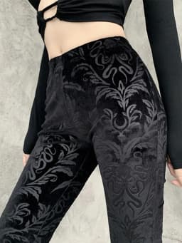 AltGoth Vintage Dark Gothic Velevt Pants Women Streetwear Harajuku High Waist Solid Color Black Casual Flare Pants Female Y2k