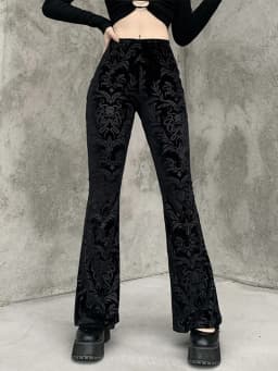 AltGoth Vintage Dark Gothic Velevt Pants Women Streetwear Harajuku High Waist Solid Color Black Casual Flare Pants Female Y2k