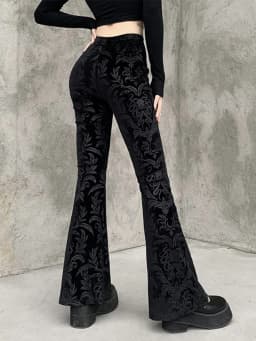 AltGoth Vintage Dark Gothic Velevt Pants Women Streetwear Harajuku High Waist Solid Color Black Casual Flare Pants Female Y2k