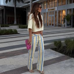 Vintage Stripe Women's Pants Casual Y2k Red Loose Sickle‑shaped Trousers Lady New Street Spring Summer Clothing 2026