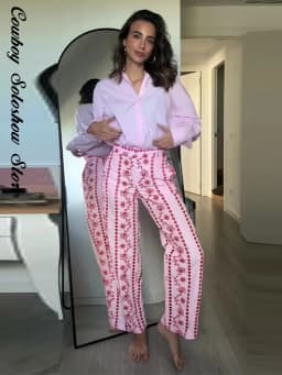 Vintage Stripe Women's Pants Casual Y2k Red Loose Sickle‑shaped Trousers Lady New Street Spring Summer Clothing 2026