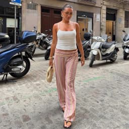 Striped Women Pants Vertical Striped Wide Leg Pants Elastic Waist Casual Pants Draped Straight Leg Pants Daily Fashion Outfit