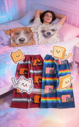 Hip Hop Cartoon Cat Pink Men Women Casual Pants Y2k Harajuku Loose Drawstring Jogging Pants Family Trousers Street Sweatpants