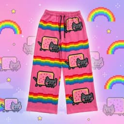Hip Hop Cartoon Cat Pink Men Women Casual Pants Y2k Harajuku Loose Drawstring Jogging Pants Family Trousers Street Sweatpants